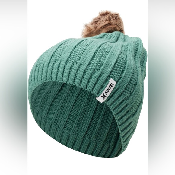 Hurley Women's Winter Hat - Helena Hand-Knit Slouchy Pom Pom Beanie - Picture 3 of 3